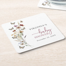 Porta-copo De Papel Quadrado Porta copos de Chá de fraldas de flor selvagem ros