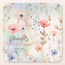 Porta-copo De Papel Quadrado Porta copos de Fada Floral Elegante