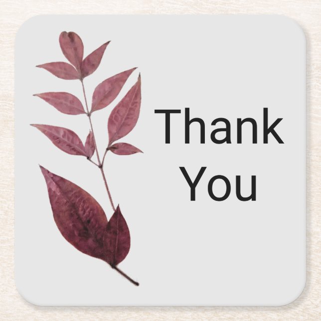 Porta-copo De Papel Quadrado Porta copos de Folhas Secas Vermelhas (Frente)