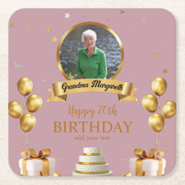 Porta-copo De Papel Quadrado Porta copos De Fotografias Para O Aniversário Do 7