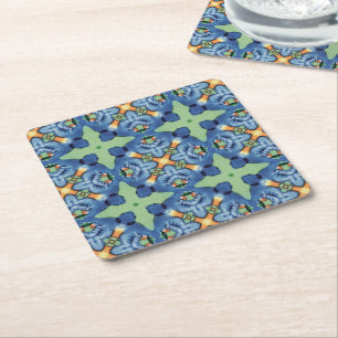 Porta-copo De Papel Quadrado Porta copos de papel árabe com pássaro azul