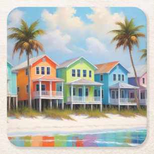 Porta-copo De Papel Quadrado Porta copos de Papel bonito das Casas de Praia