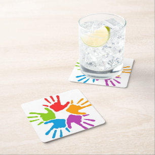 Porta-copo De Papel Quadrado Porta copos de papel colorido