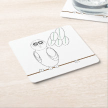 Porta copos de papel - Coruja em árvore para cor