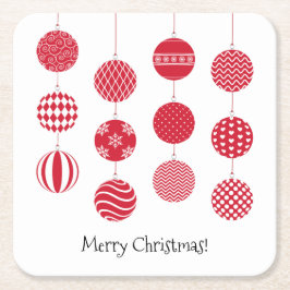 Porta-copo De Papel Quadrado Porta copos de Papel das Bolas de Natal Vermelho