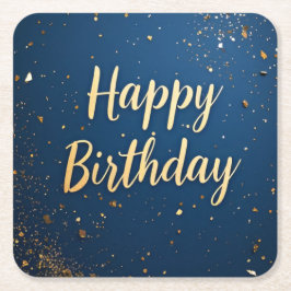 Porta-copo De Papel Quadrado Porta copos de papel de aniversário Dourado azul E