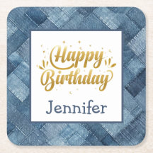 Porta copos de papel de aniversário Jean Denim