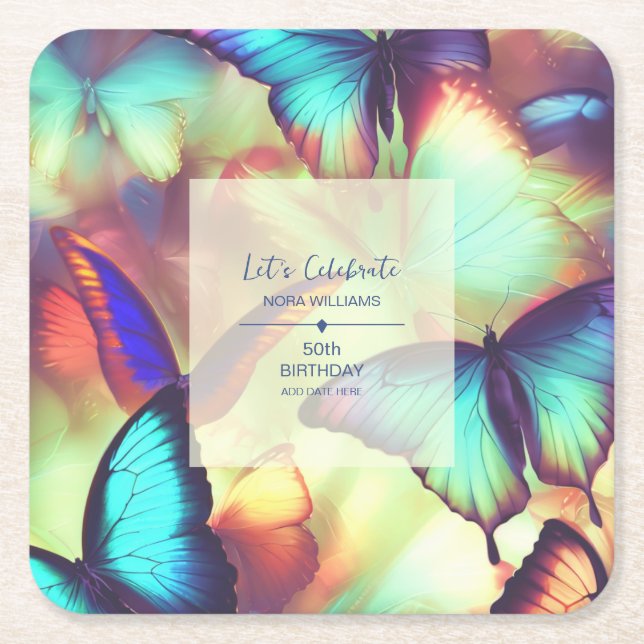 Porta-copo De Papel Quadrado Porta copos de Papel de Borboleta (Frente)