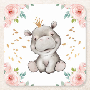 Porta-copo De Papel Quadrado Porta copos de Papel de Hippopotamus, Bebê Bonito