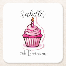 Porta-copo De Papel Quadrado Porta copos de papel do Cupcake rosa-claro