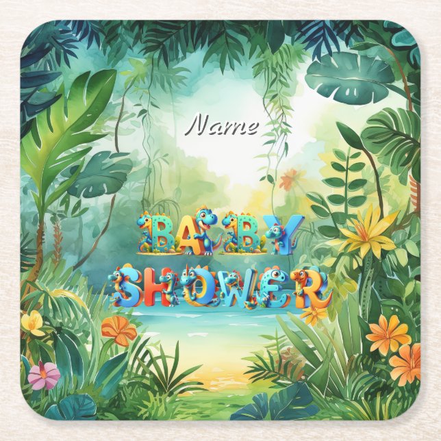 Porta-copo De Papel Quadrado Porta copos de papel do dinossauro bonito (Frente)