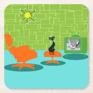 Porta-copo De Papel Quadrado Porta copos de papel do Gatinho com idade de espa