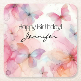 Porta-copo De Papel Quadrado Porta copos de papel elegante borboleta