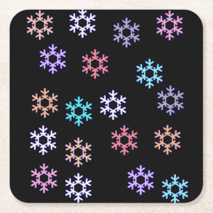 Porta-copo De Papel Quadrado Porta copos de Papel Funky Snowflakes