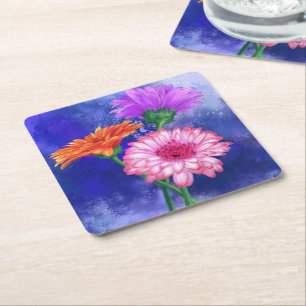 Porta-copo De Papel Quadrado Porta copos de Papel Gerbera Daisies