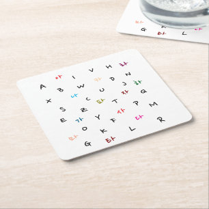Porta-copo De Papel Quadrado Porta copos De Papel Hangul E Alfabeto