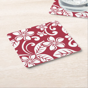 Porta-copo De Papel Quadrado PORTA COPOS de papel ISLAND PLUMERIA (VERMELHO CAR