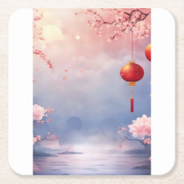 Porta-copo De Papel Quadrado Porta copos de Papel Lanterna Laranja Moderna