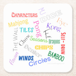 Porta-copo De Papel Quadrado Porta copos de papel Mahjong Words