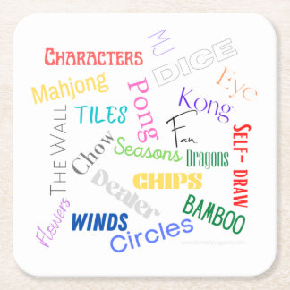 Porta-copo De Papel Quadrado Porta copos de papel Mahjong Words
