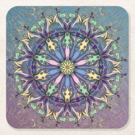 Porta-copo De Papel Quadrado Porta copos de papel Mandala Vibrante