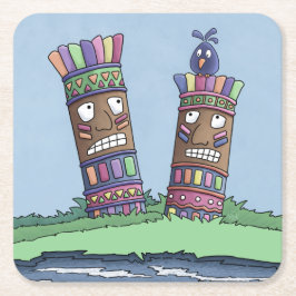 Porta-copo De Papel Quadrado Porta copos de Papel Quadrado de Pássaro de Tiki