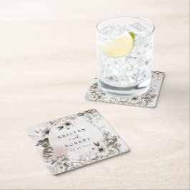 Porta-copo De Papel Quadrado porta copos de papel quadrado floral de prata