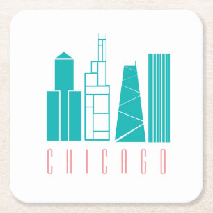 Porta-copo De Papel Quadrado Porta copos de papel Skyline Chicago
