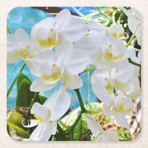 Porta-copo De Papel Quadrado Porta copos de Papel White Orchids