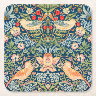 Porta-copo De Papel Quadrado Porta copos DE PAPEL: WILLIAM MORRIS, STRAWBERRY T