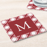 Porta-copo De Papel Quadrado Porta copos do Red and White Paper<br><div class="desc">Proteja suas superfícies com estilo com nossa Porta copos de Livro Branco e Vermelho Monograma, com o padrão de verificação de búfalos vermelho e branco. Estas portas copos personalizadas acrescentam um toque de elegância ao seu entretenimento de férias, fazer cada bebida se sente especial. Perfeitos para partidos e encontros, eles...</div>