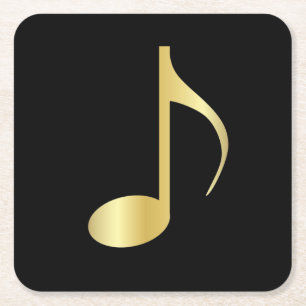 Porta-copo De Papel Quadrado Porta copos dourada da nota da música