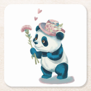 Porta-copo De Papel Quadrado Porta copos Flor Panda