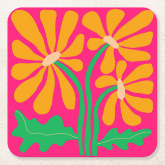 Porta-copo De Papel Quadrado Porta copos Floral Retro Rosa