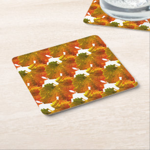 Porta-copo De Papel Quadrado Porta copos - Folhas de Uvas em Colunas do outono