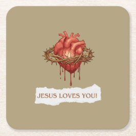 Porta-copo De Papel Quadrado Porta Copos frase motivational "Jesus Ama Você"