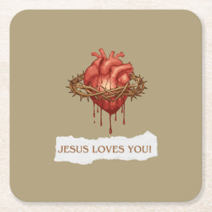Porta-copo De Papel Quadrado Porta Copos frase motivational "Jesus Ama Você"