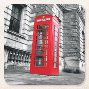 Porta-copo De Papel Quadrado Porta copos London Red Phone Box