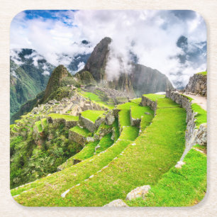 Porta-copo De Papel Quadrado Porta copos Machu Picchu Quadrado Personalizado, C