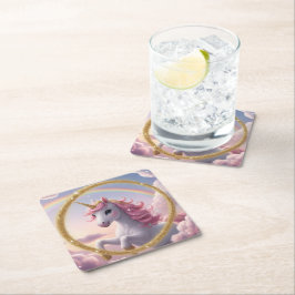 Porta-copo De Papel Quadrado Porta copos mágica de papel Unicorn