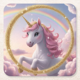 Porta-copo De Papel Quadrado Porta copos mágica de papel Unicorn
