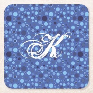 Porta-copo De Papel Quadrado Porta copos Monograma de Pontos Azuis de Bolha