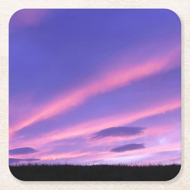 Porta-copo De Papel Quadrado Porta copos Roxo Sky Sunset (Frente)