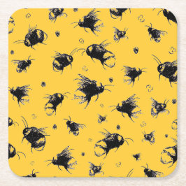 Porta-copo De Papel Quadrado Porta copos Rústica de Abelhas - Desenho De Mão, P