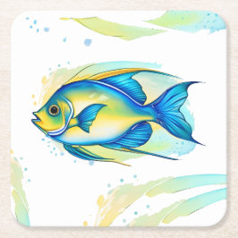 Porta-copo De Papel Quadrado Porta copos - Série Watercolor: Angelfish