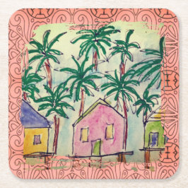 Porta-copo De Papel Quadrado Porta copos - Traço Tropical de Cabina - 2