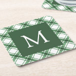 Porta-copo De Papel Quadrado Porta copos verde e branca<br><div class="desc">Porta copos verde e branca. Transforme a sua temporada de férias com a nossa refinada Porta copos de papel monograma, com uma impressionante cor d'água verde e padrão de xadrez de búfalo branco. Personalize o seu entretenimento de férias com estas portas copos elegantes, acrescentando um toque de charme de eterno...</div>