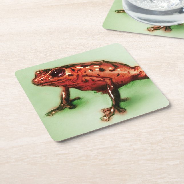 Porta-copo De Papel Quadrado Porta copos Vermelha, Desenho Animal Selvagem (Inclinado)