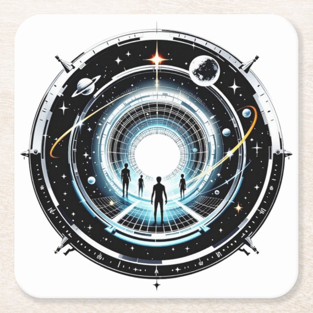 Porta-copo De Papel Quadrado Portal Cósmico (Frente)