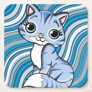 Porta-copo De Papel Quadrado Portas copos bonitos do gatinho do purr-fectly